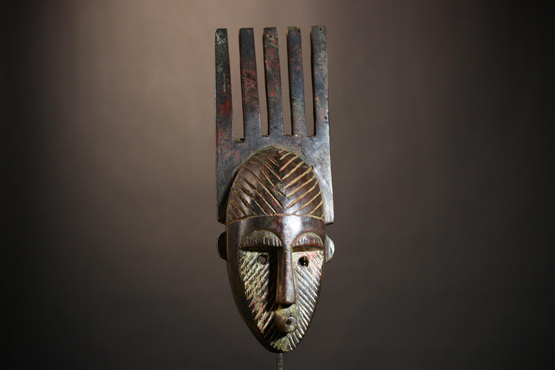 Handcrafted African Mask Wall Art | Bambara Cultural Vintage Decor Piece | Unique Ethnic Home Accent | Artisan Art Sculpture-G4934