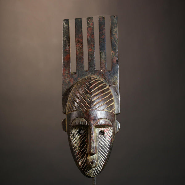 Handcrafted African Mask Wall Art | Bambara Cultural Vintage Decor Piece | Unique Ethnic Home Accent | Artisan Art Sculpture-G4934