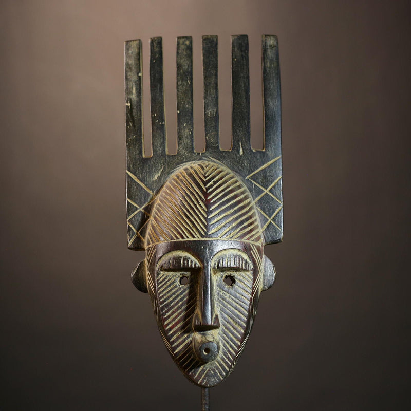 Handcrafted African Mask Wall Art | Vintage Bambara Cultural Decor Piece | Unique Ethnic Home Accent | Artisan Art Decoration-G4933