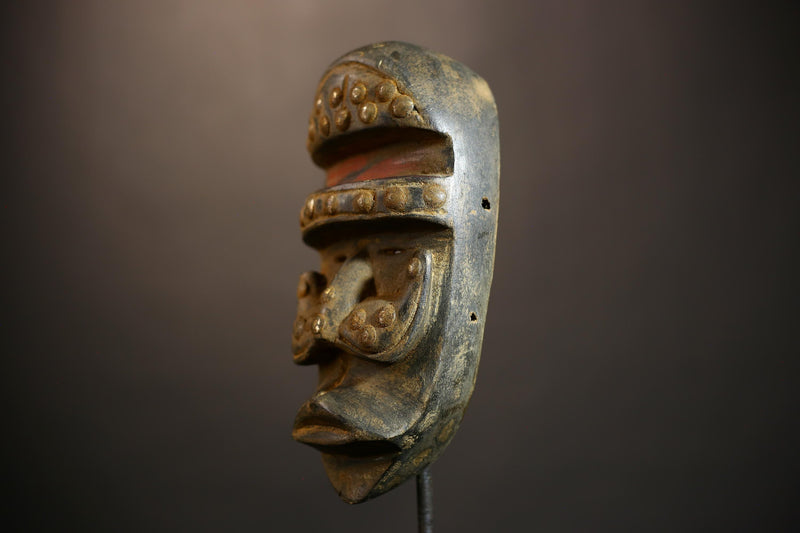 Antique Dan Keran African Mask | Unique Wooden Art from Liberia | Vintage Decor Piece | Cultural Wall Hanging Accent-G4930
