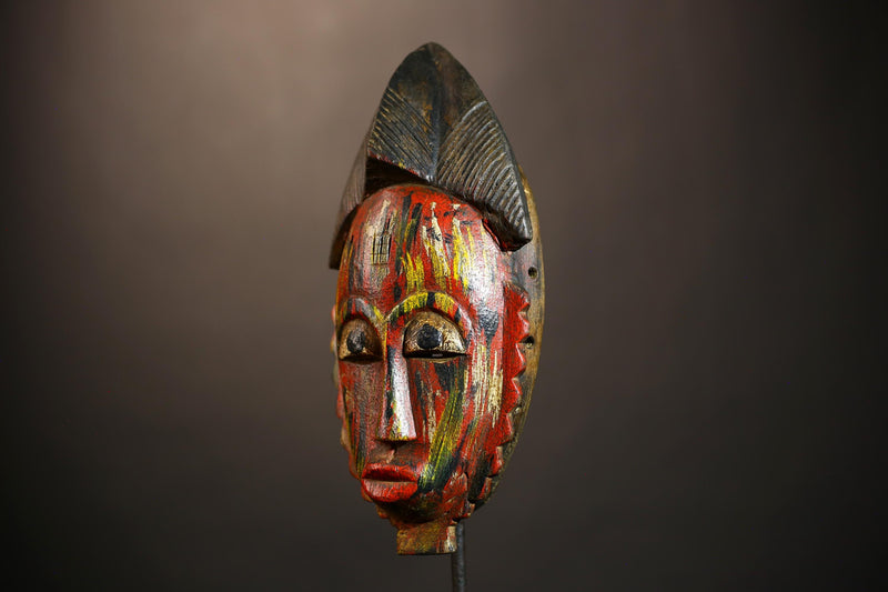 African Guro Mask | Handmade Ethnic Art Face Decor | Rustic Wall Hanging for Unique Home Decor | Authentic Cultural Gift Idea -G4942