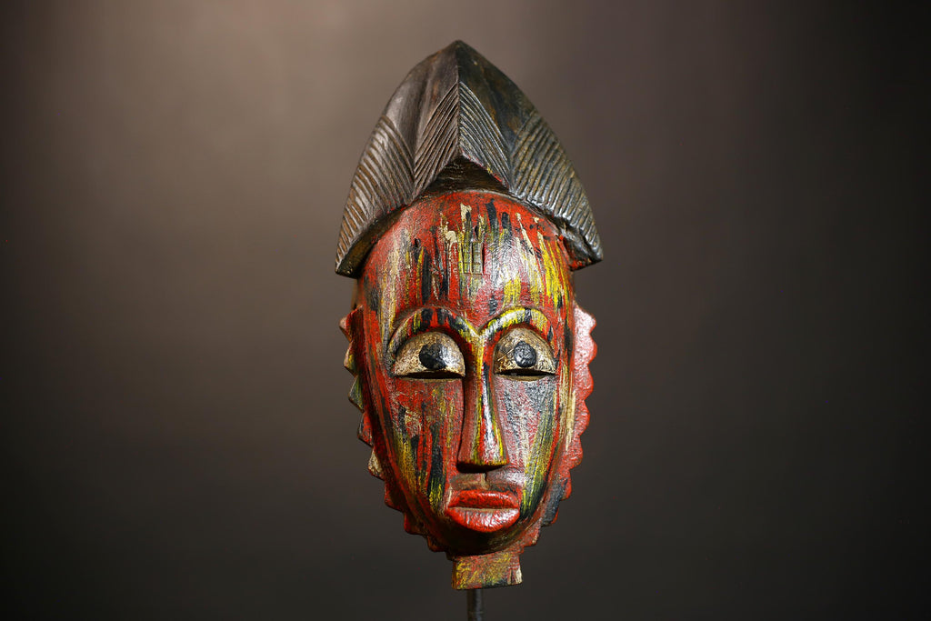 African Guro Mask | Handmade Ethnic Art Face Decor | Rustic Wall Hanging for Unique Home Decor | Authentic Cultural Gift Idea -G4942