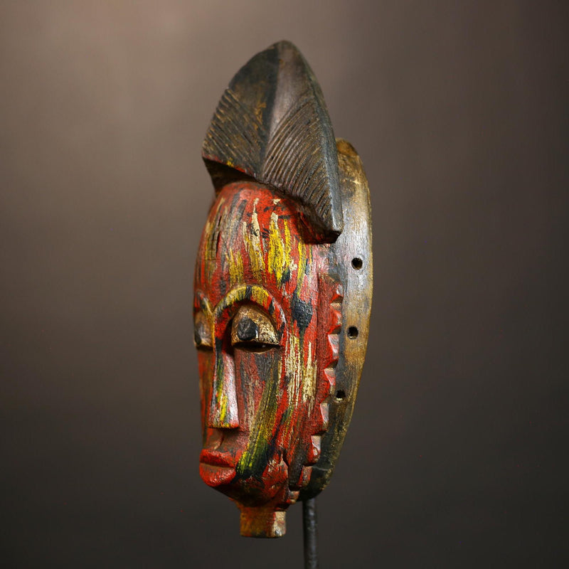 African Guro Mask | Handmade Ethnic Art Face Decor | Rustic Wall Hanging for Unique Home Decor | Authentic Cultural Gift Idea -G4942