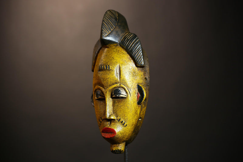 African Handcrafted Tribal Mask | Unique Ethnic Wall Decor | Guro Face Accent | Authentic Artisan Home Decor Piece-G4940