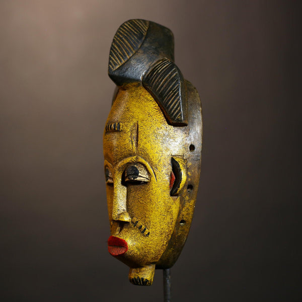 African Handcrafted Tribal Mask | Unique Ethnic Wall Decor | Guro Face Accent | Authentic Artisan Home Decor Piece-G4940