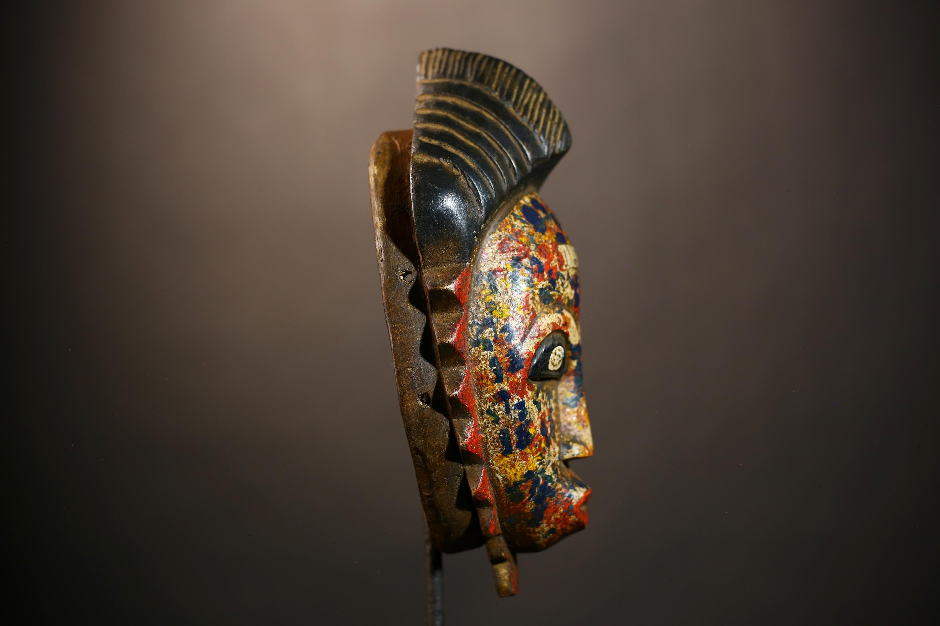 African Mask Face Vintage Wood Carved Hanging Guro Masks | Unique Wall Decor | Ethnic Art for Home | Authentic Tribal Wall Hanging-G4950