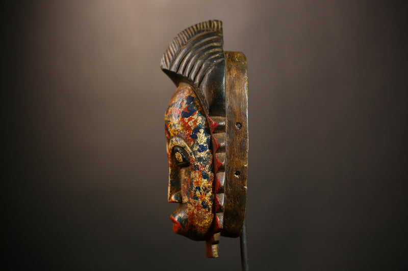 African Mask Face Vintage Wood Carved Hanging Guro Masks | Unique Wall Decor | Ethnic Art for Home | Authentic Tribal Wall Hanging-G4950