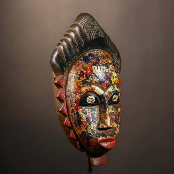 African Mask Face Vintage Wood Carved Hanging Guro Masks | Unique Wall Decor | Ethnic Art for Home | Authentic Tribal Wall Hanging-G4950