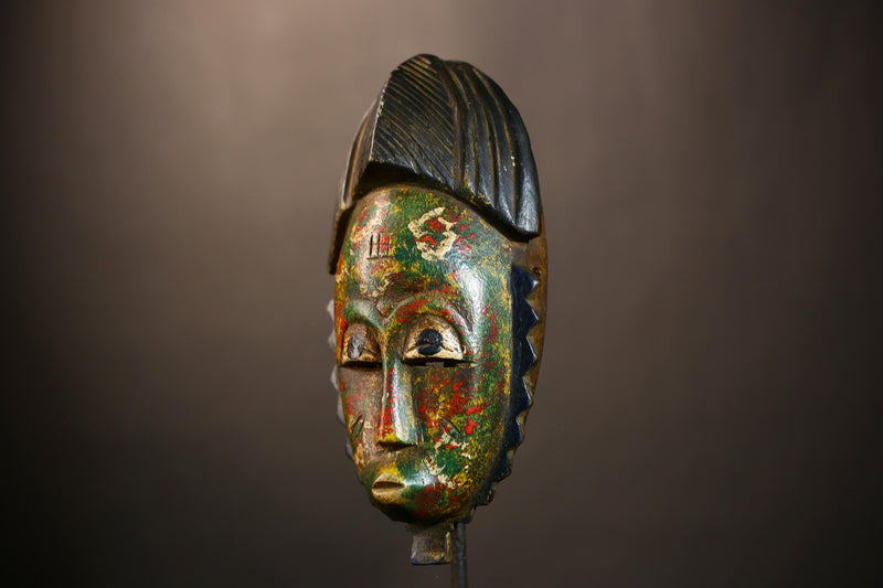 African Hand-Carved Mask | Tribal Wood Guro Baule Unique Art | Wall Decor | Authentic Ethnic Home Accent | Artisan Decorative Mask-G4949