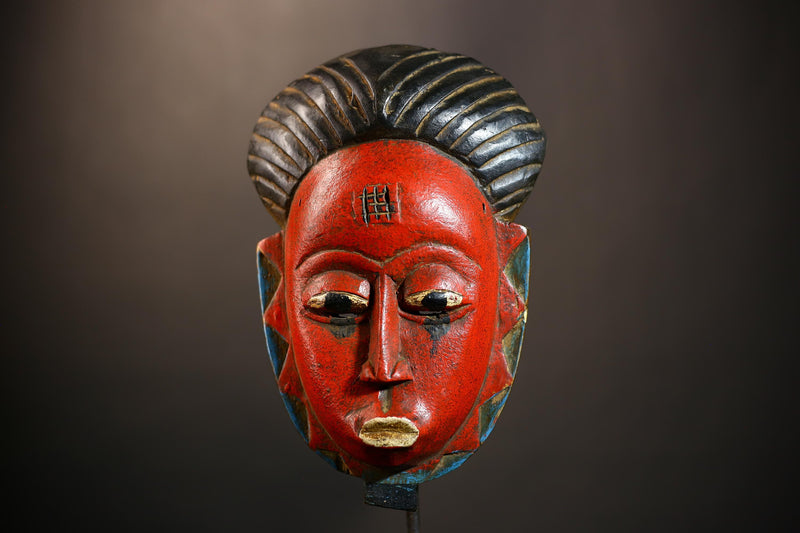 African Guro Mask | Vintage Wood Face Wall Decor | Unique Tribal Art Collectible Piece | Authentic Ethnic Home Accent | Artisan Craft-G4944