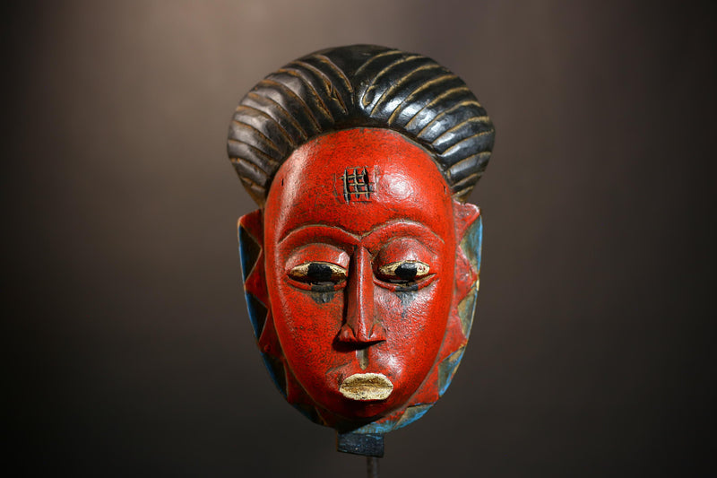 African Guro Mask | Vintage Wood Face Wall Decor | Unique Tribal Art Collectible Piece | Authentic Ethnic Home Accent | Artisan Craft-G4944