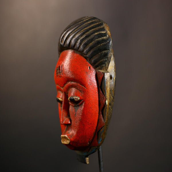 African Guro Mask | Vintage Wood Face Wall Decor | Unique Tribal Art Collectible Piece | Authentic Ethnic Home Accent | Artisan Craft-G4944