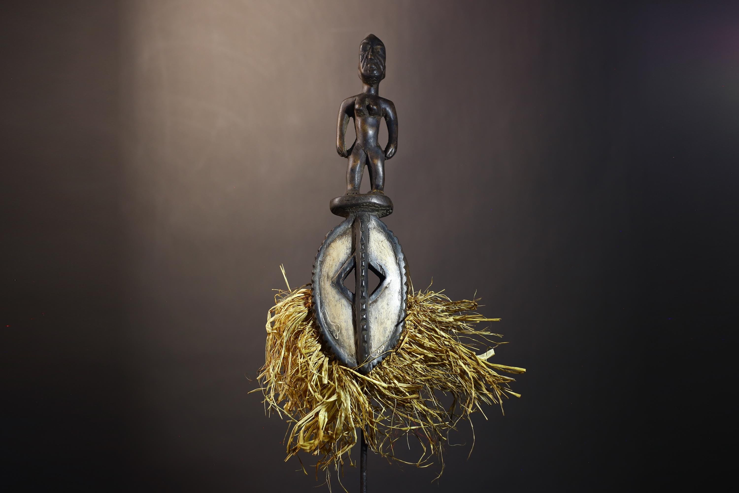 African Mossi Mask with Raffia | Authentic Tribal Art from Burkina Faso | Unique Handcrafted Decor | Cultural Wall Art Piece Gift-G4800