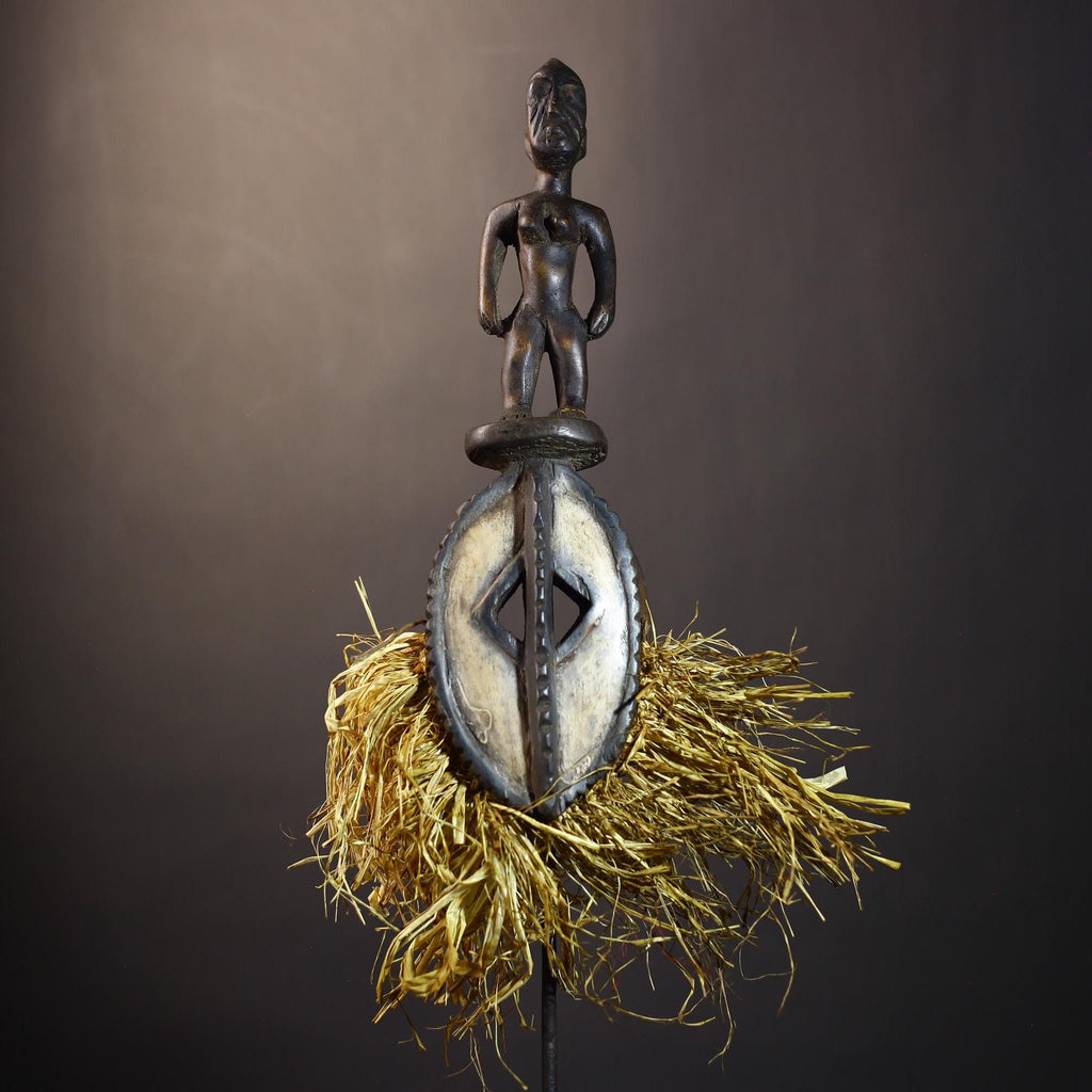 African Mossi Mask with Raffia | Authentic Tribal Art from Burkina Faso | Unique Handcrafted Decor | Cultural Wall Art Piece Gift-G4800