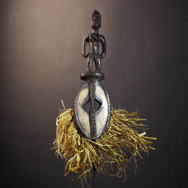 African Mossi Mask with Raffia | Authentic Tribal Art from Burkina Faso | Unique Handcrafted Decor | Cultural Wall Art Piece Gift-G4800