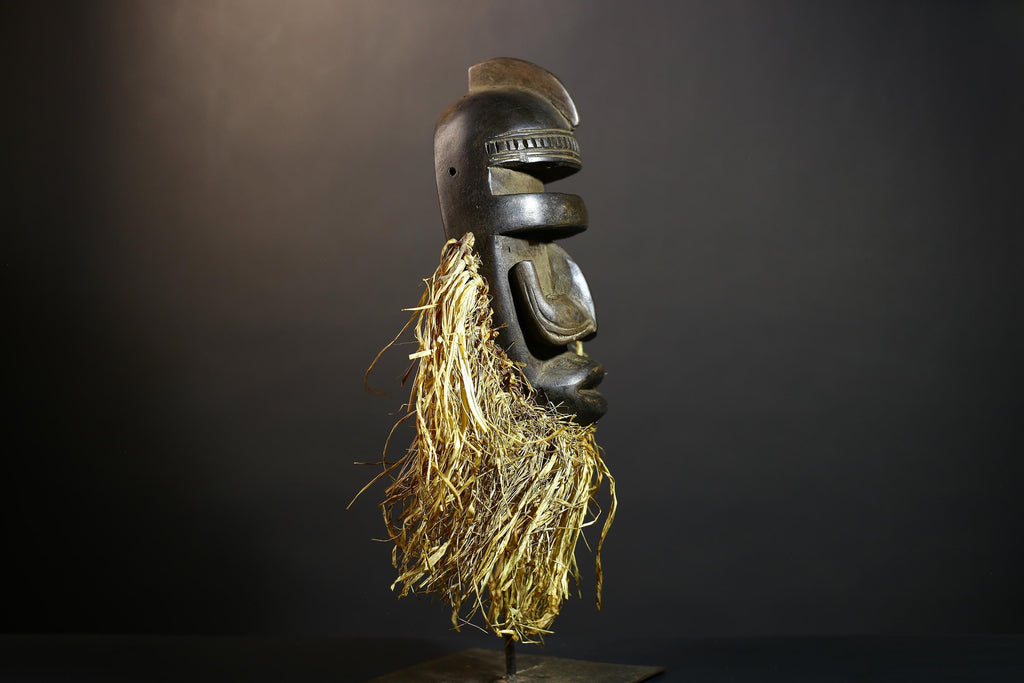 African Dan Kran Wooden Mask | Unique Tribal Sculpture Wall Art | Handcrafted Decor Piece | Cultural Accent for Home Decor-G4794