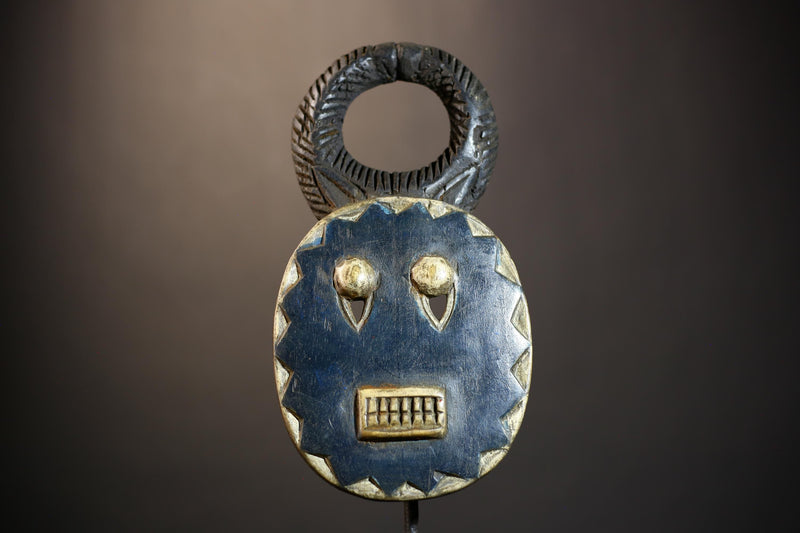 African Goli Blue Mask | Handcrafted Tribal Wooden Art | Unique Decor Piece | Authentic Cultural Accent | Ethnic Wall Hanging -G4813