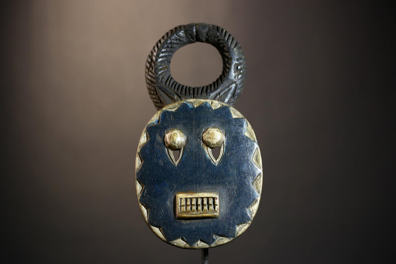 African Goli Blue Mask | Handcrafted Tribal Wooden Art | Unique Decor Piece | Authentic Cultural Accent | Ethnic Wall Hanging -G4813
