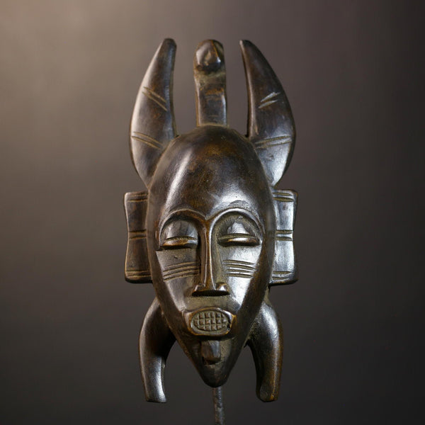 African Vintage Senufo Mask | Unique Kpelie Art | Cultural Wall Décor Piece | Authentic Ethnic Accent | Exquisite Tribal Decoration-G4809