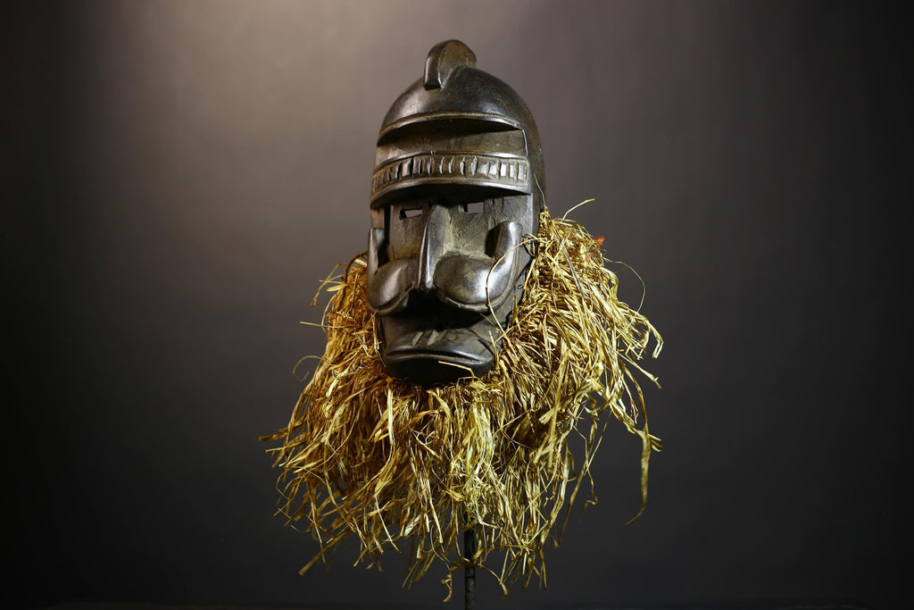African Wood Dan Keran Mask | Unique Art Figure Decor | Cultural Home Accent | Intricate Tribal Design | Stunning Wall Art Piece -G4806