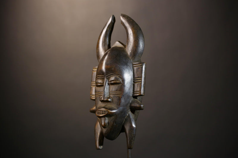 African Senufo Mask | Vintage Kpelie Tribal Art | Unique Cultural Decor | Handcrafted Wall Accent | Authentic African Home Design-G4824