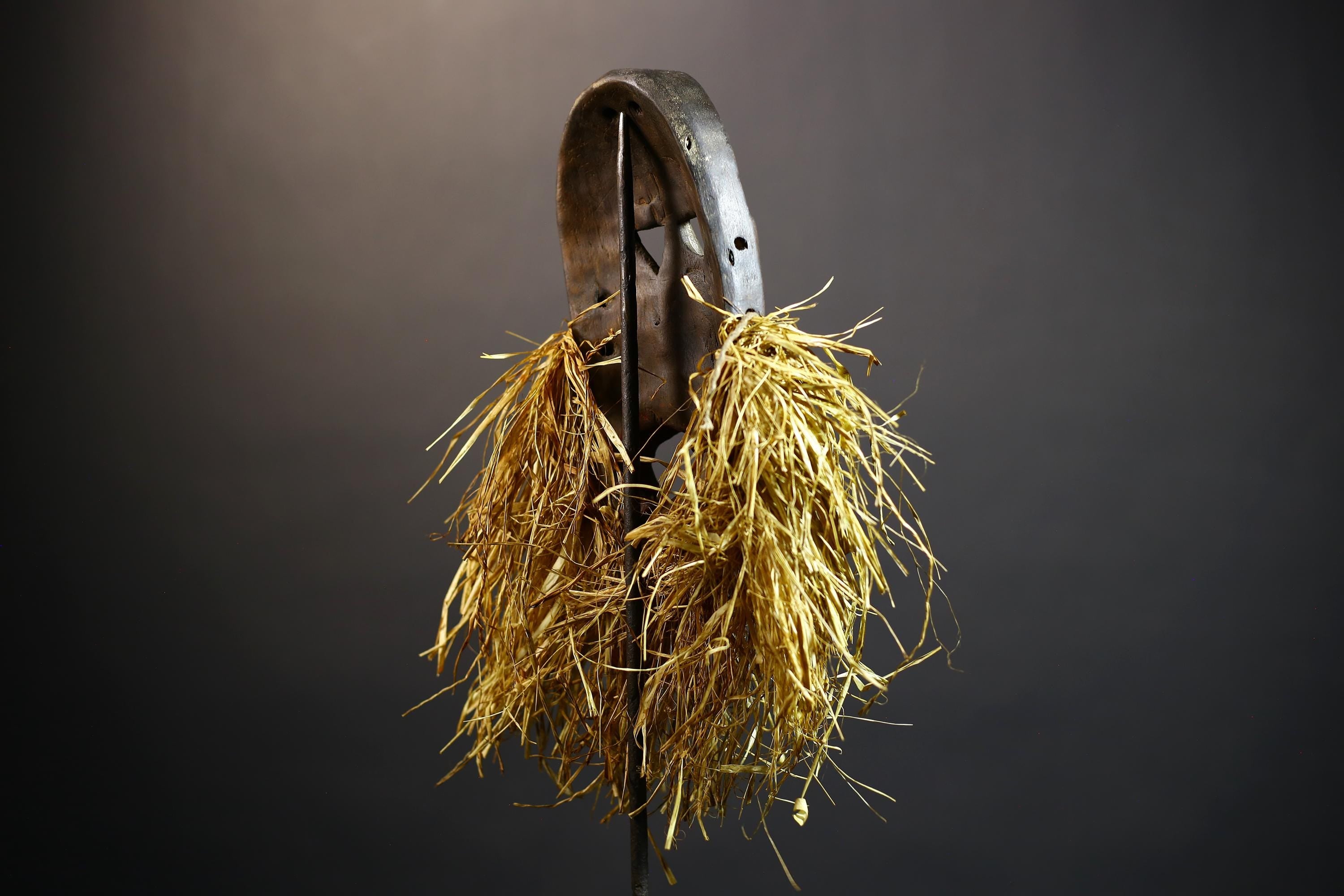 African Dan Mask with Authentic Raffia | Unique Hand-Carved Decor | Tribal Home Accent | Cultural Art Piece | Stunning Wall Display-G4820