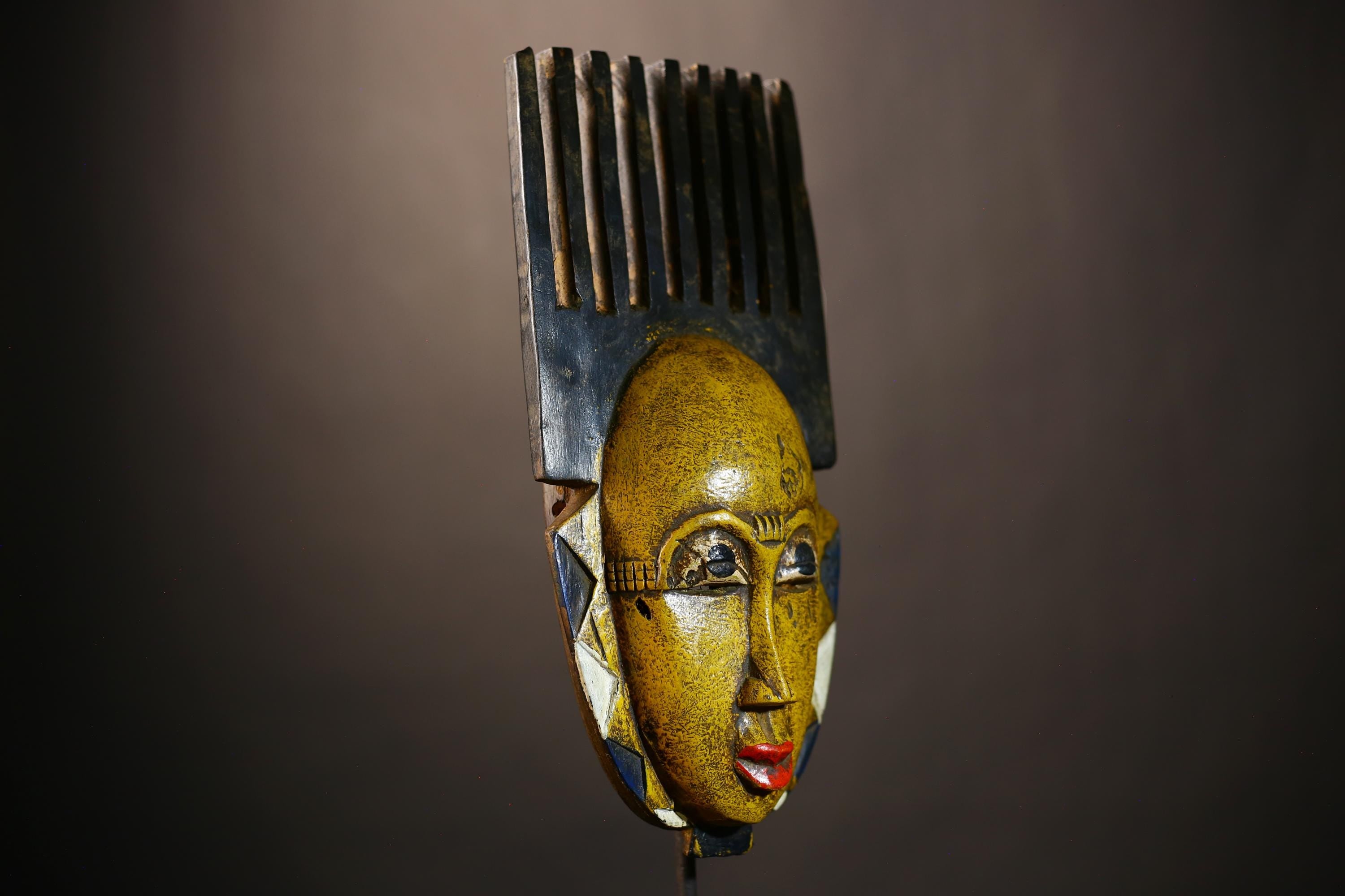 Unique African Hand-Carved Baule Mask | Wooden Tribal Wall Decor | Authentic Art Piece for Home Decor | Intricate Ethnic Sculpture-G4975