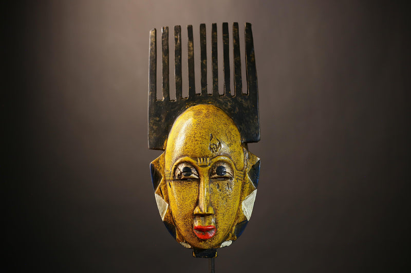 Unique African Hand-Carved Baule Mask | Wooden Tribal Wall Decor | Authentic Art Piece for Home Decor | Intricate Ethnic Sculpture-G4975