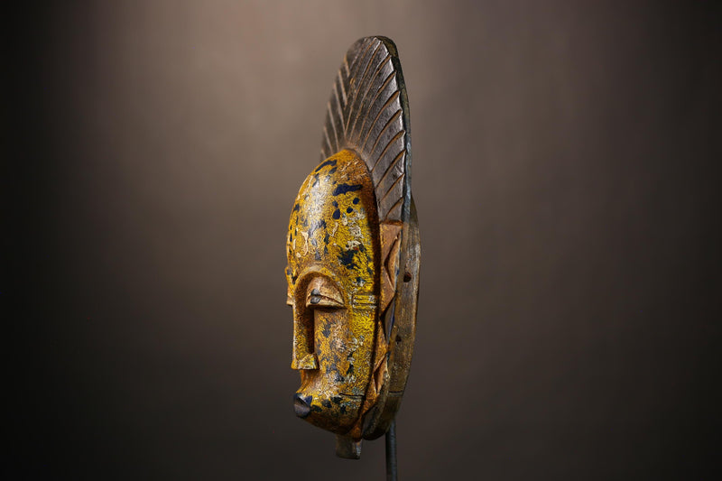 Unique African Multi-Colored Baule Mask | Vibrant Wall Art Sculpture | Handmade Home Decor | Authentic Tribal Accent Piece -G4974