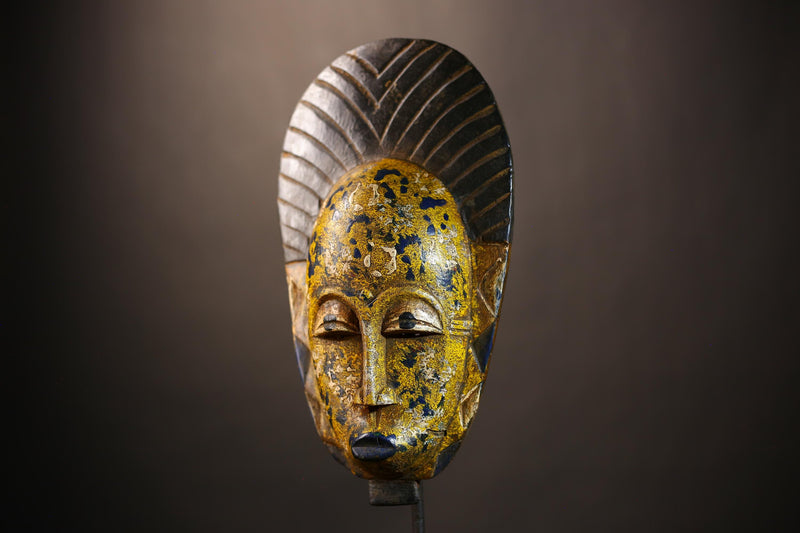 Unique African Multi-Colored Baule Mask | Vibrant Wall Art Sculpture | Handmade Home Decor | Authentic Tribal Accent Piece -G4974