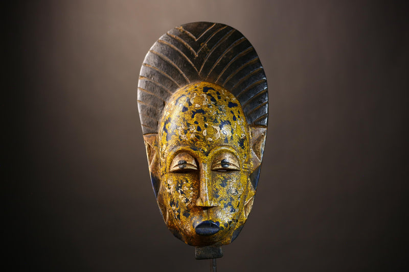 Unique African Multi-Colored Baule Mask | Vibrant Wall Art Sculpture | Handmade Home Decor | Authentic Tribal Accent Piece -G4974
