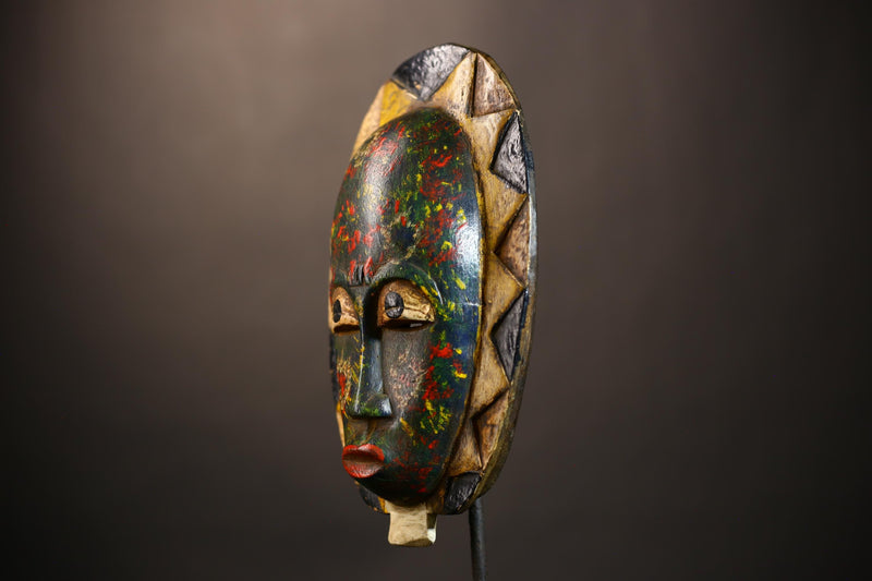 Unique African Multi-Color Baule Mask | Cultural Wall Art Decor | Handmade Tribal Sculpture | Vibrant Home Decoration Piece-G4973