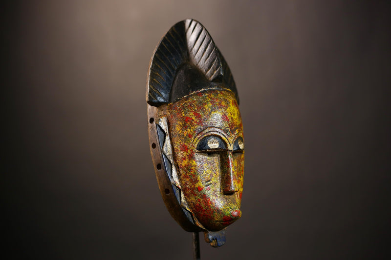 African Mask - Handcrafted Baule Decor | Unique Cultural Wall Art Sculpture | Artisan Tribal Accent Piece for Home Decor -G4969