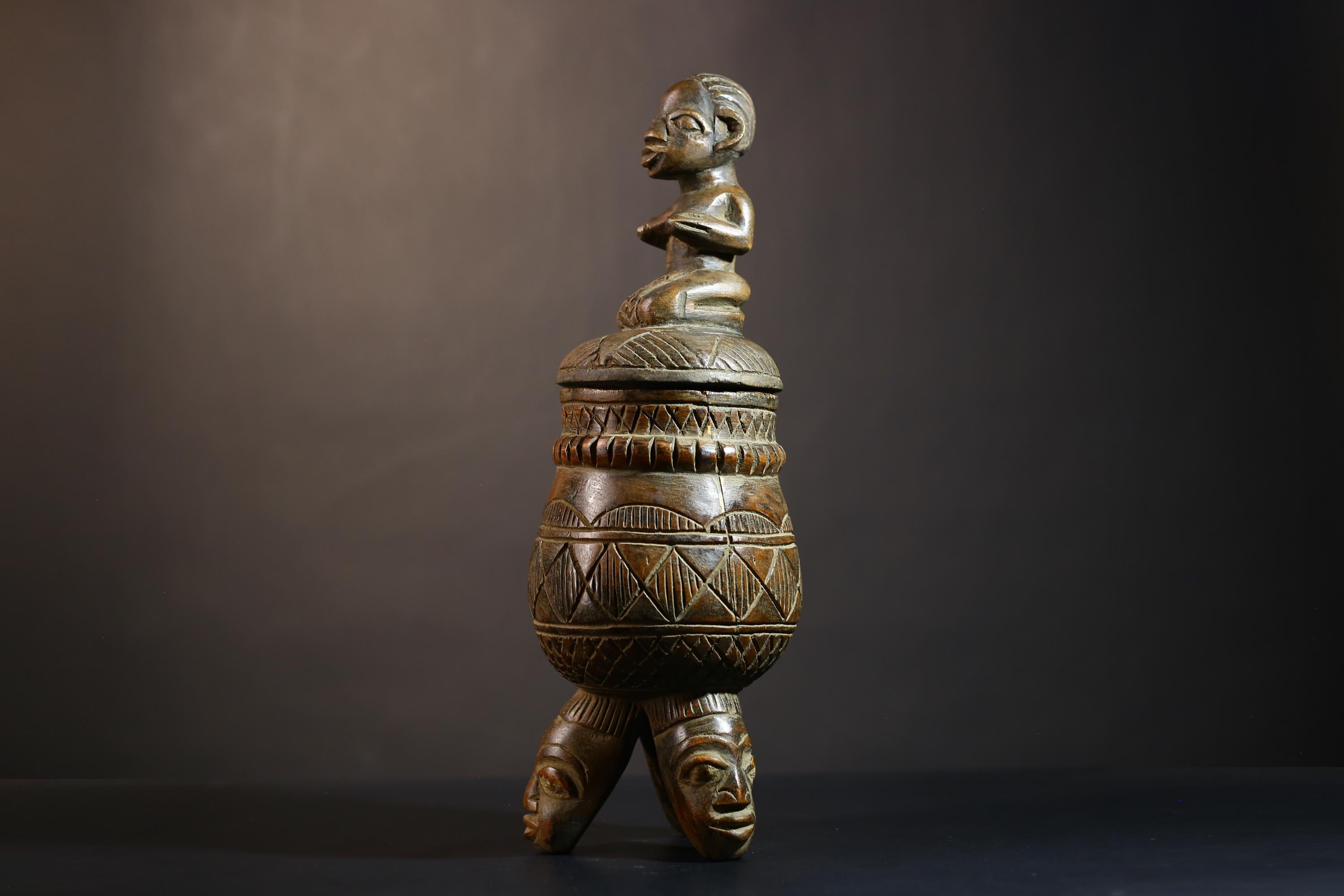 African Vintage Antique Olumeye Kneeling Female Statue | Unique Home Decor | Tribal Art | Cultural Collectible | African Sculpture -G4983