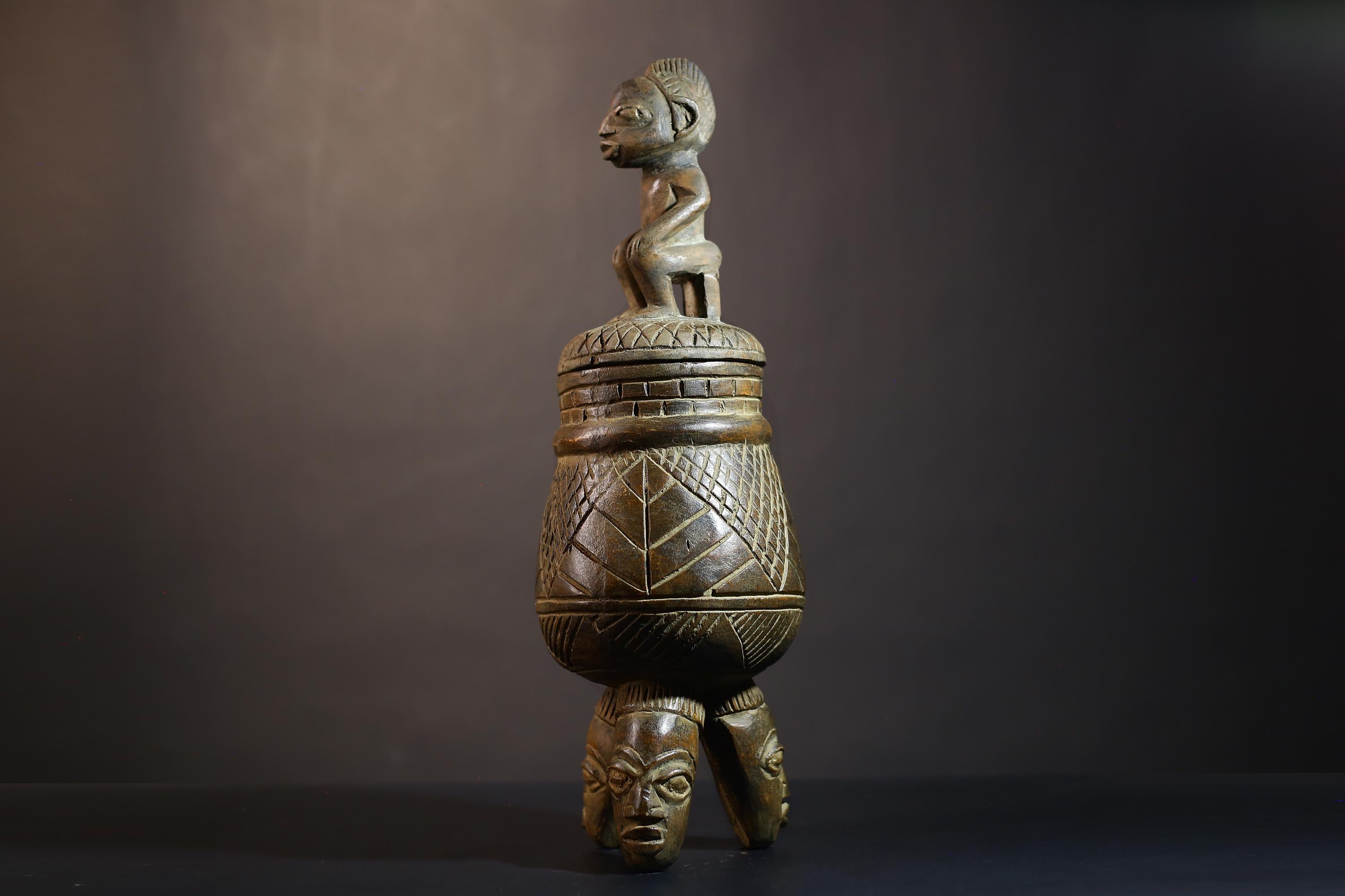African Vintage Antique Yoruba Olumeye Kneeling Female Statue | Unique Art Figure | Cultural Home Decor | Collectible Sculpture-G4981