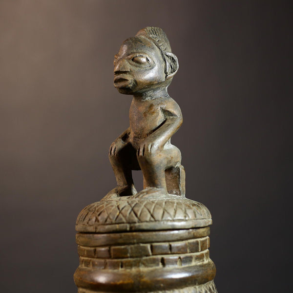 African Vintage Antique Yoruba Olumeye Kneeling Female Statue | Unique Art Figure | Cultural Home Decor | Collectible Sculpture-G4981