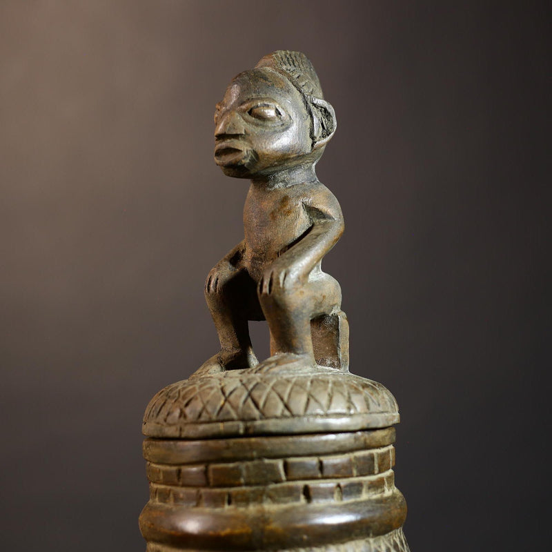 African Vintage Antique Yoruba Olumeye Kneeling Female Statue | Unique Art Figure | Cultural Home Decor | Collectible Sculpture-G4981