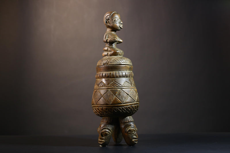 African Vintage Yoruba Bowl Bearer Figure | Antique Traditional Art Statue | Unique Home Decor | Cultural Collectible Sculpture-G4980