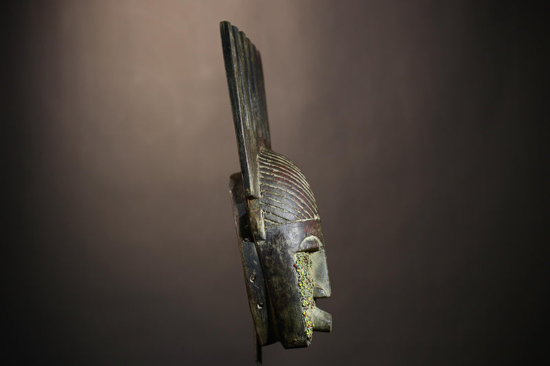 African Vintage Artisan Mask | Antique Traditional Wall Art Figure Decor | Unique Cultural Home Accent-G4977