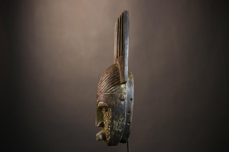 African Vintage Artisan Mask | Antique Traditional Wall Art Figure Decor | Unique Cultural Home Accent-G4977