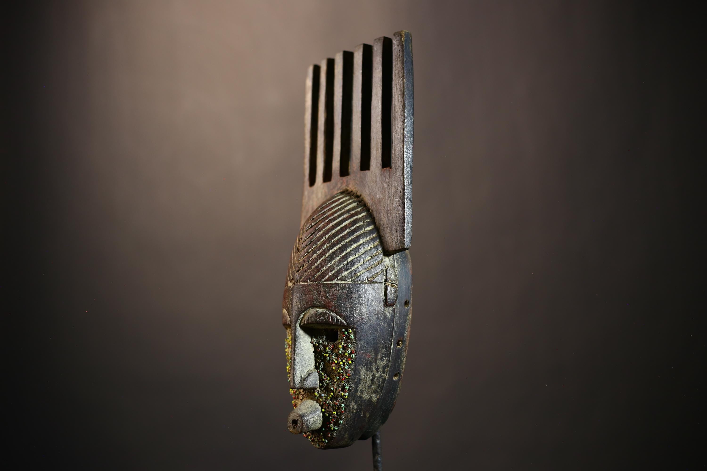 African Vintage Artisan Mask | Antique Traditional Wall Art Figure Decor | Unique Cultural Home Accent-G4977