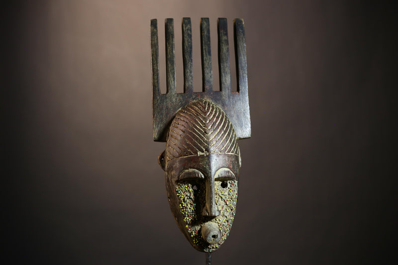 African Vintage Artisan Mask | Antique Traditional Wall Art Figure Decor | Unique Cultural Home Accent-G4977