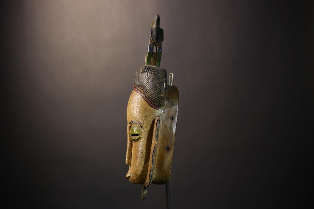 African Handcrafted Baule Mask Wall Art | Unique Decor for Collectors | Ethnic Home Accent | Cultural Sculpture Design-G4839