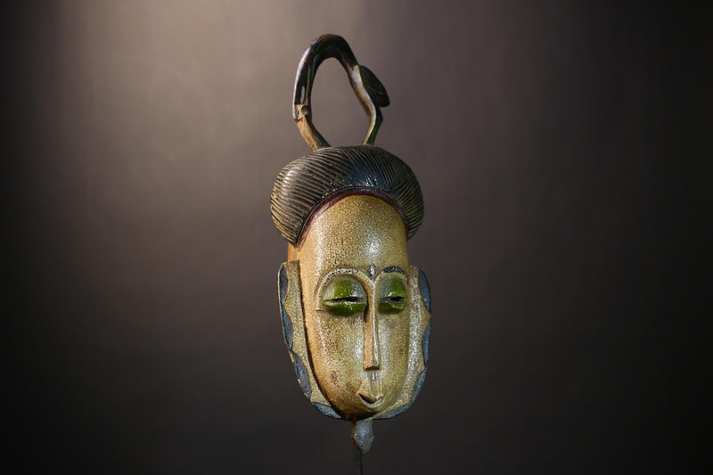 African Handcrafted Baule Mask Wall Art | Unique Decor for Collectors | Ethnic Home Accent | Cultural Sculpture Design-G4839