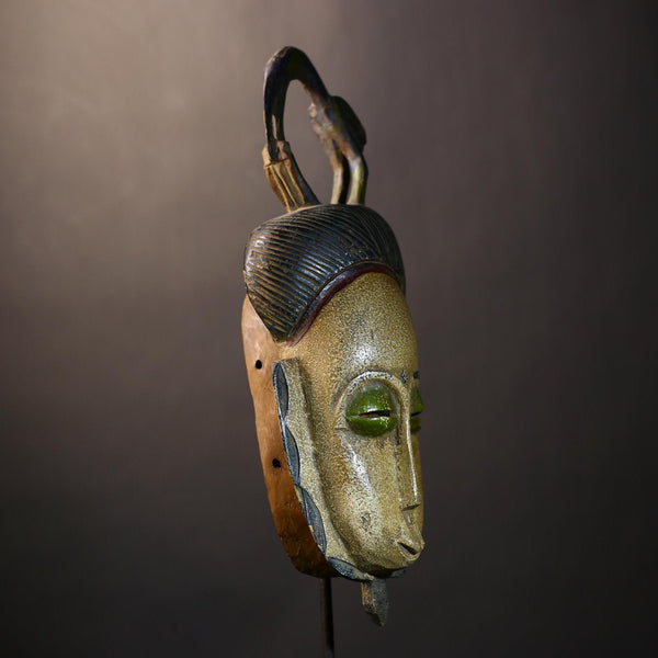 African Handcrafted Baule Mask Wall Art | Unique Decor for Collectors | Ethnic Home Accent | Cultural Sculpture Design-G4839