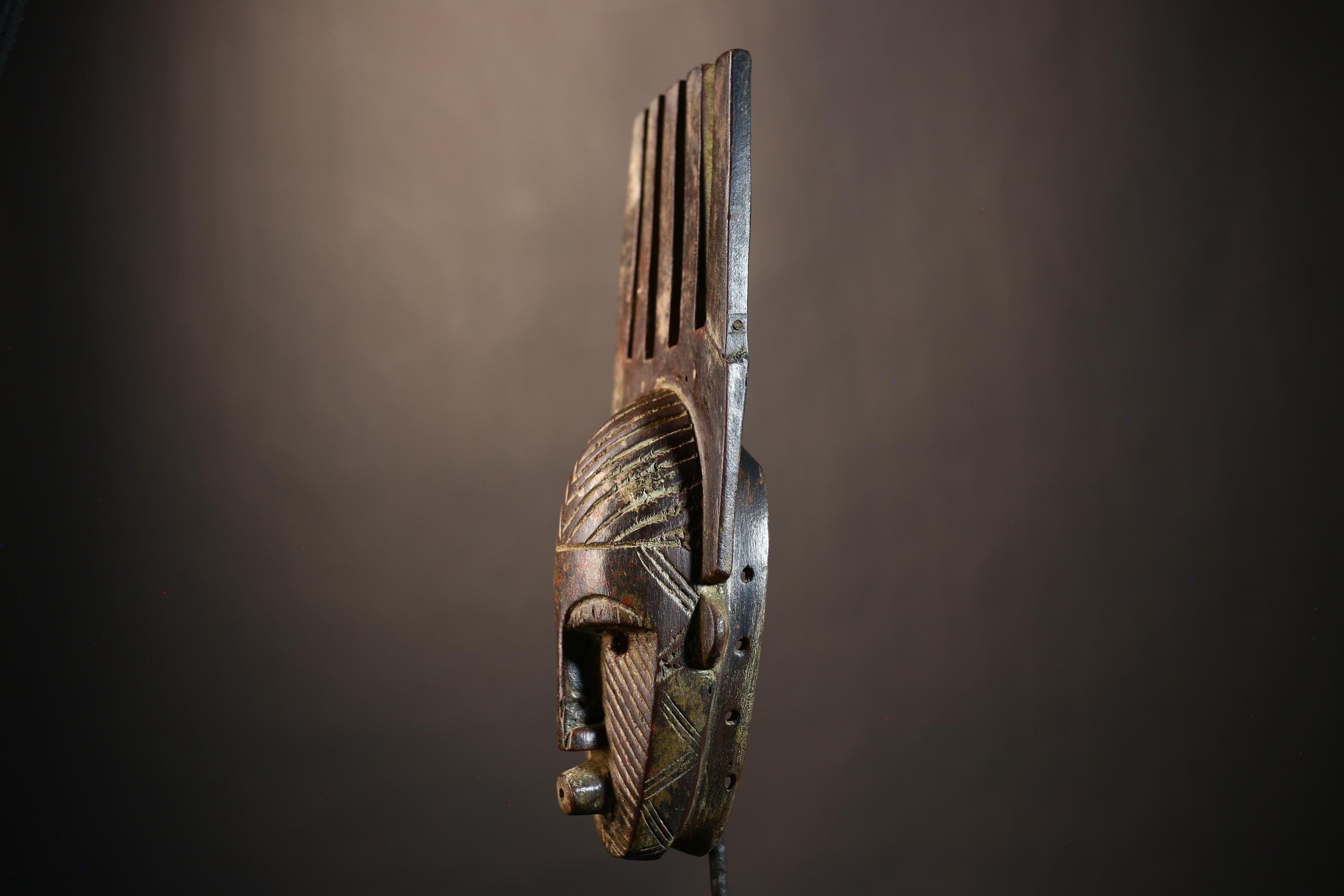 African Vintage Artisan Mask | Antique Traditional Wall Art Figure Decor | Unique Cultural Home Accent-G4976