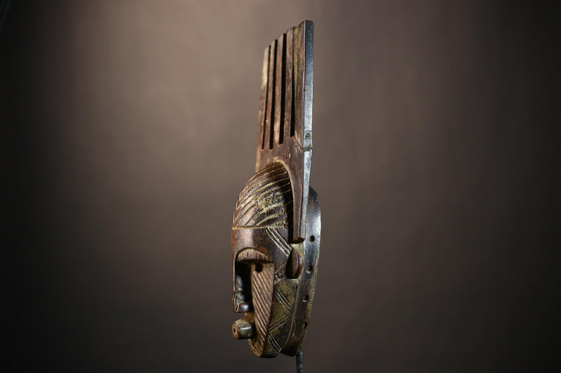 African Vintage Artisan Mask | Antique Traditional Wall Art Figure Decor | Unique Cultural Home Accent-G4976