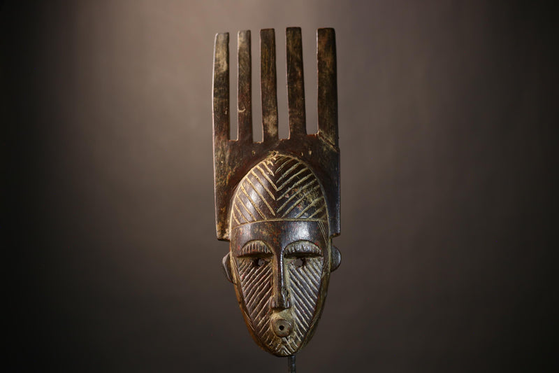African Vintage Artisan Mask | Antique Traditional Wall Art Figure Decor | Unique Cultural Home Accent-G4976