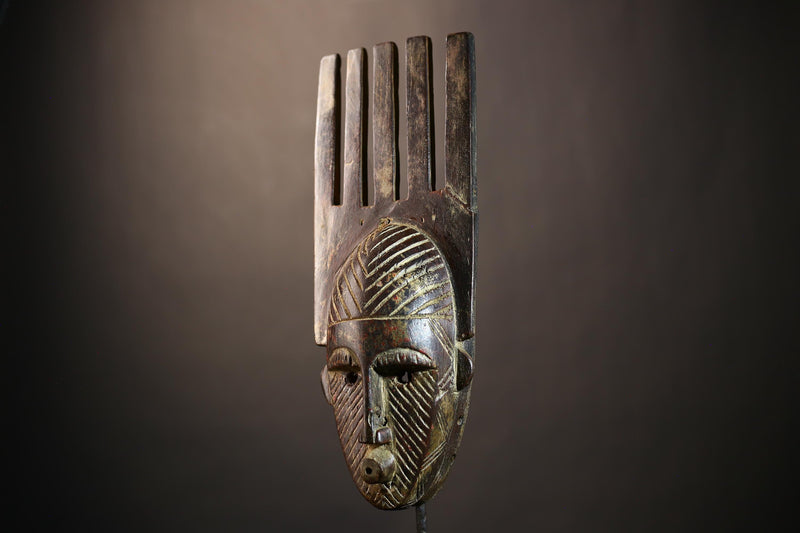 African Vintage Artisan Mask | Antique Traditional Wall Art Figure Decor | Unique Cultural Home Accent-G4976