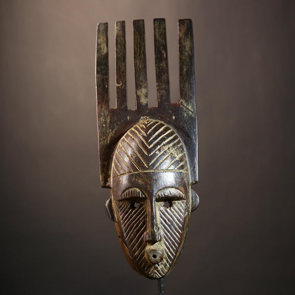 African Vintage Artisan Mask | Antique Traditional Wall Art Figure Decor | Unique Cultural Home Accent-G4976